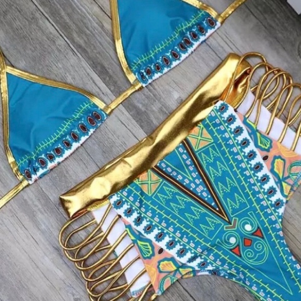 New African Print Two Piece Swimsuit